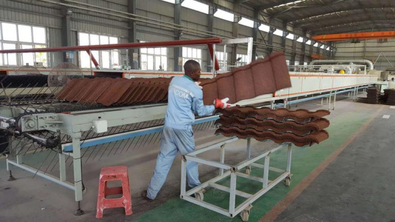 Stone coated roofing tile production line